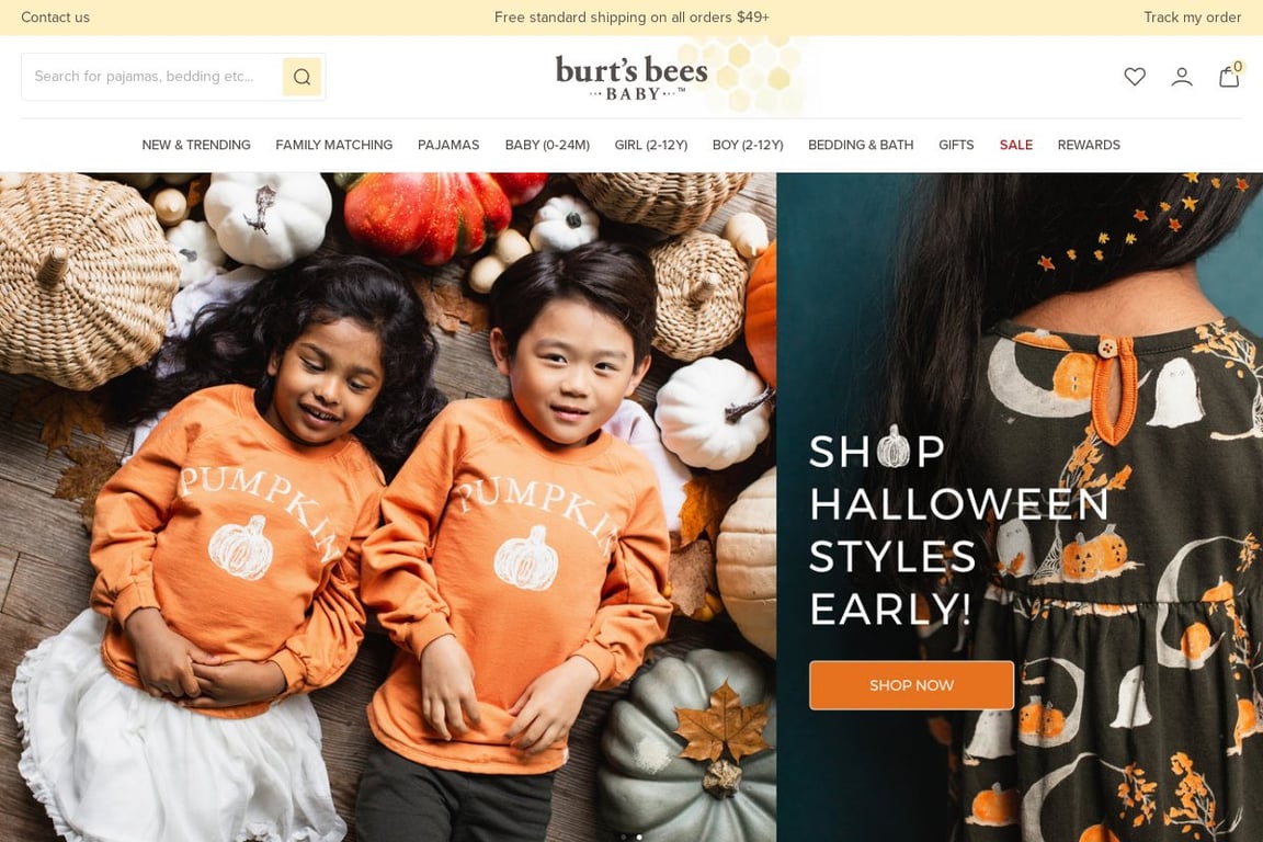 Burts Bees Baby homepage