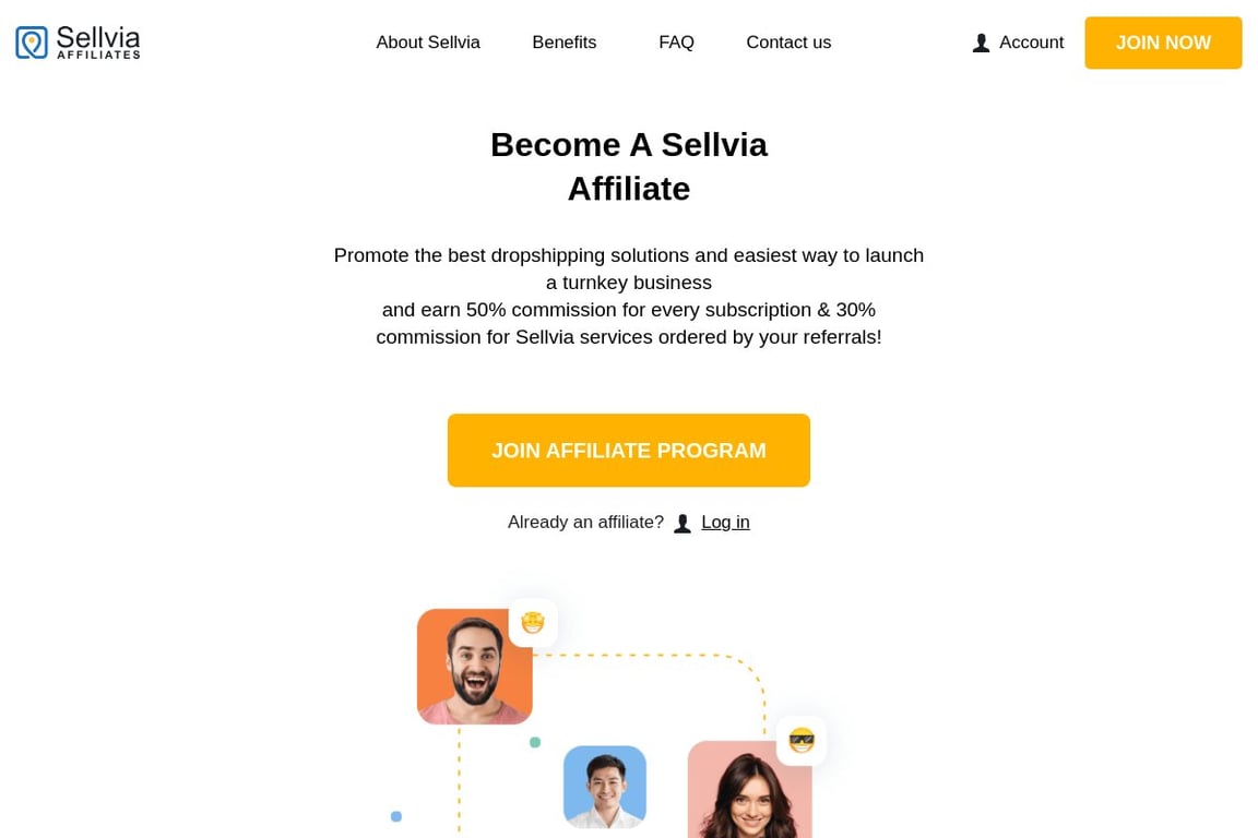 Sellvia affiliate program signup page
