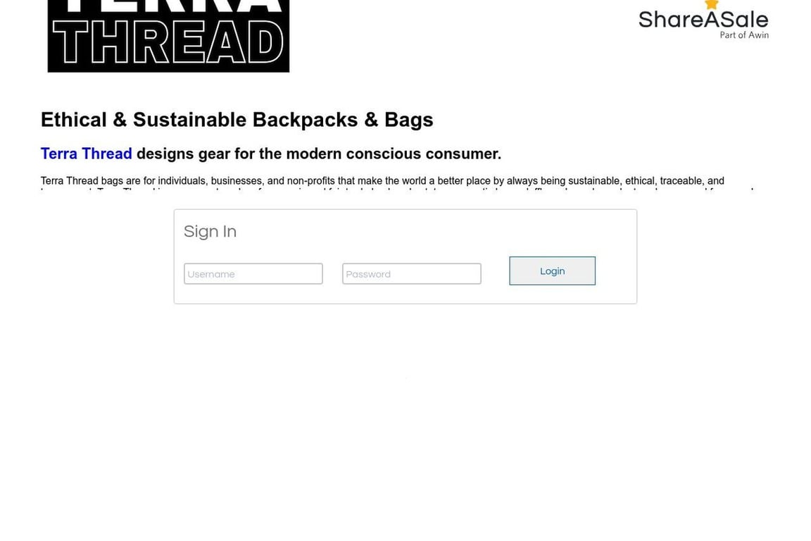 Terra Thread Home affiliate program signup page