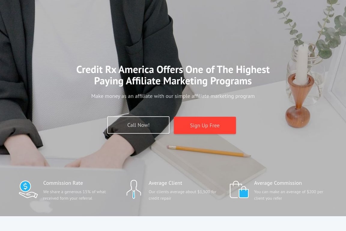 Credit Rx America affiliate program signup page