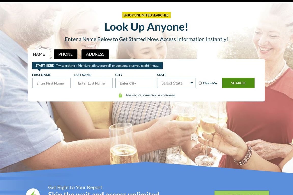 Intelius homepage