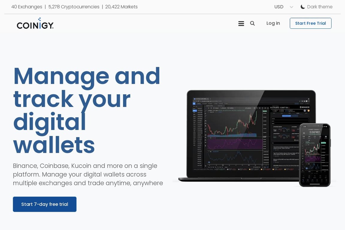 Coinigy homepage