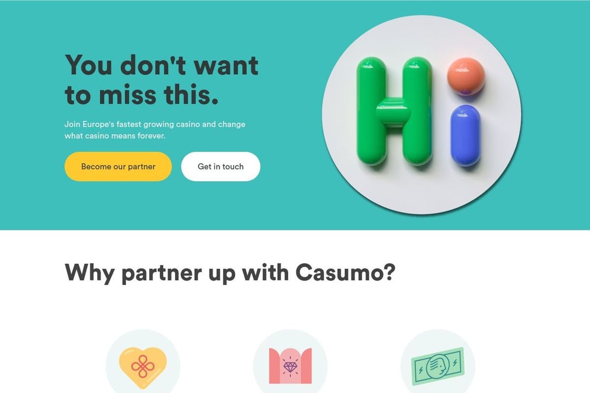 Casumo Casino affiliate program signup page