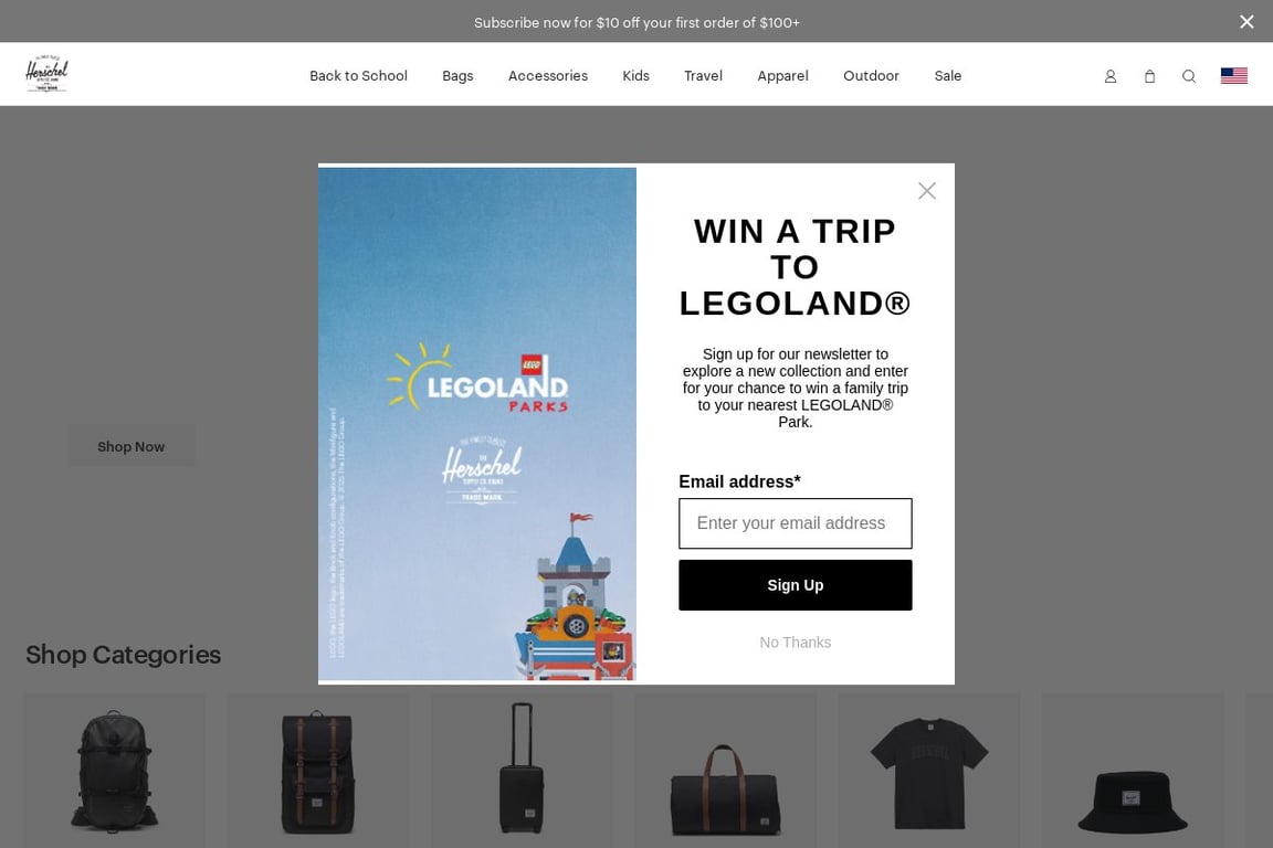 Herschel Supply Company homepage