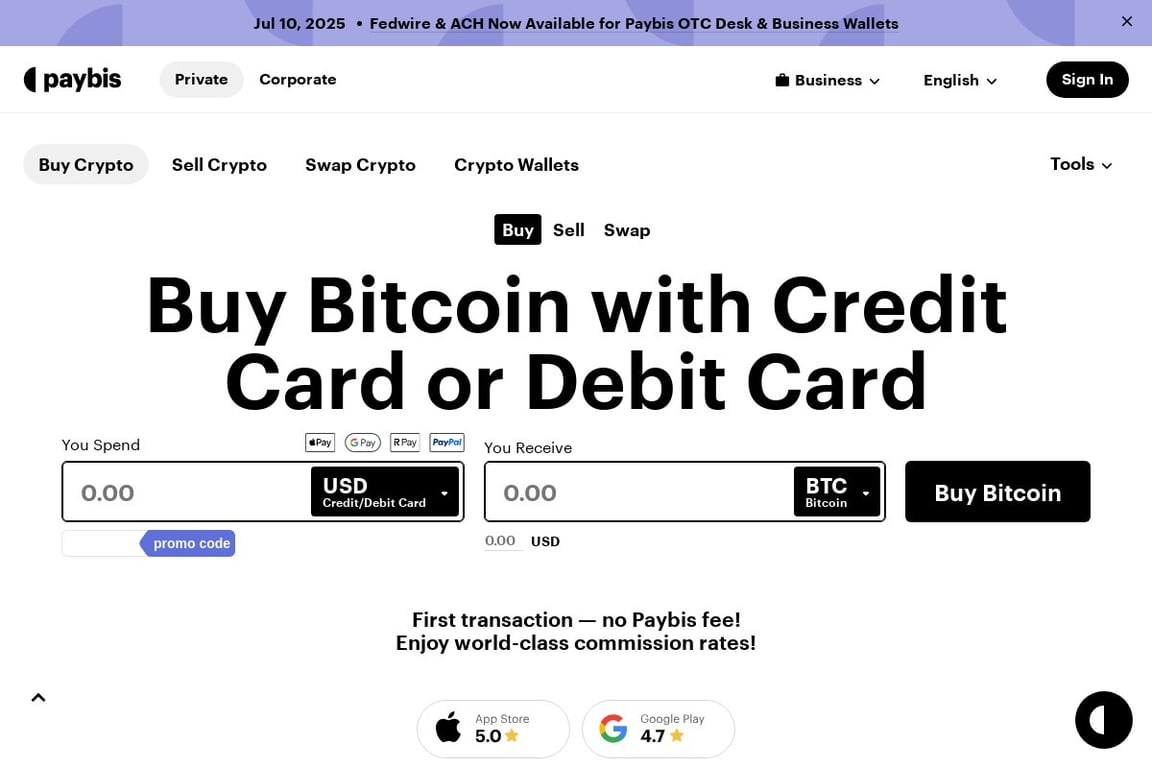 Paybis homepage