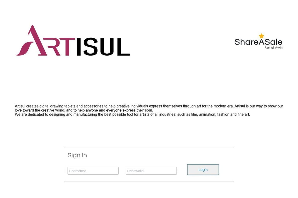 Artisul affiliate program signup page
