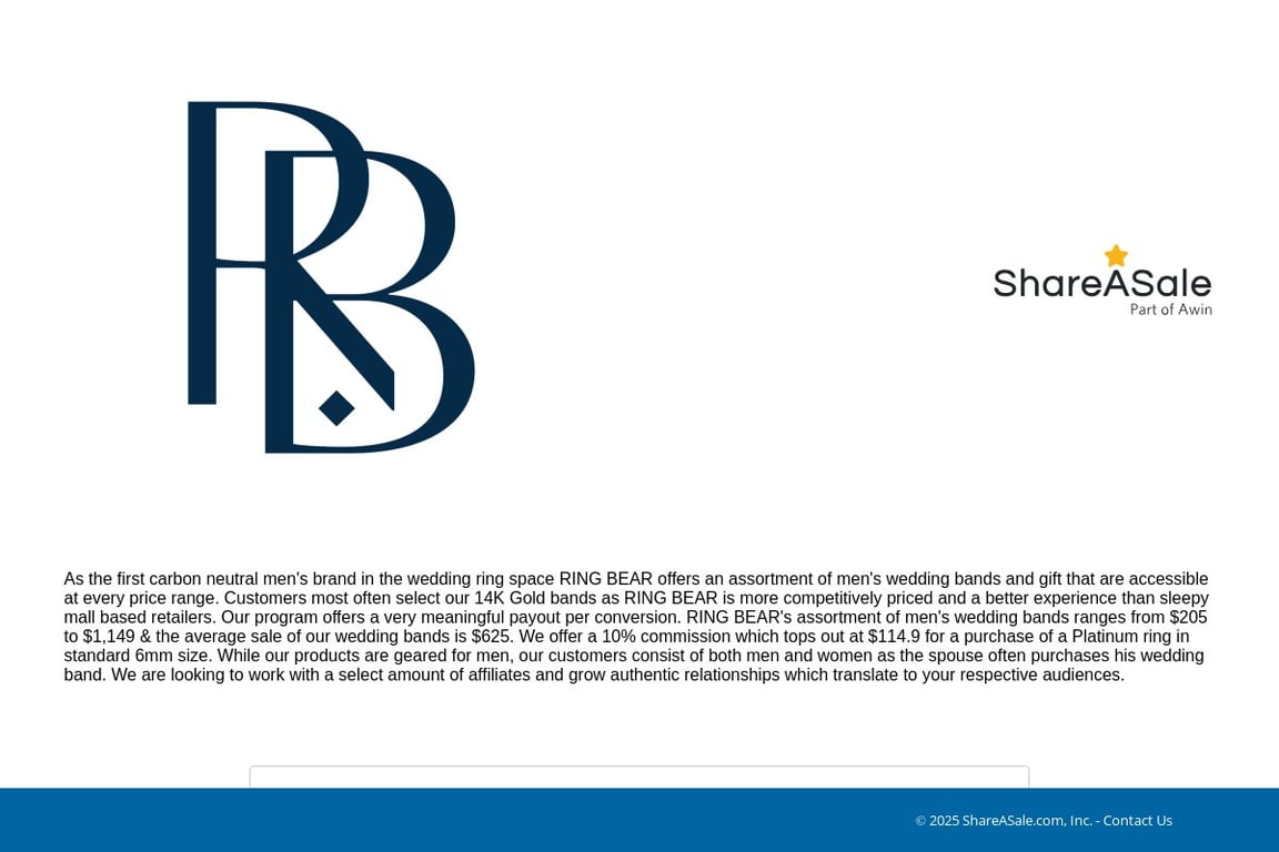 RING BEAR affiliate program signup page