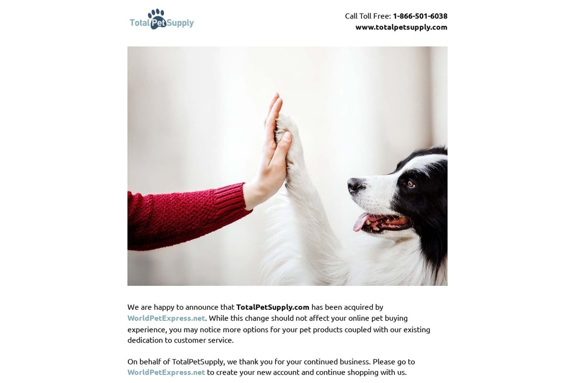 Total Pet Supply homepage