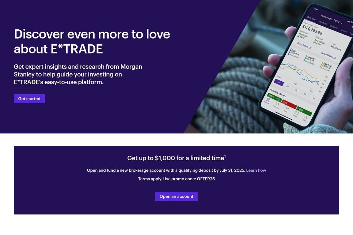 E*TRADE homepage