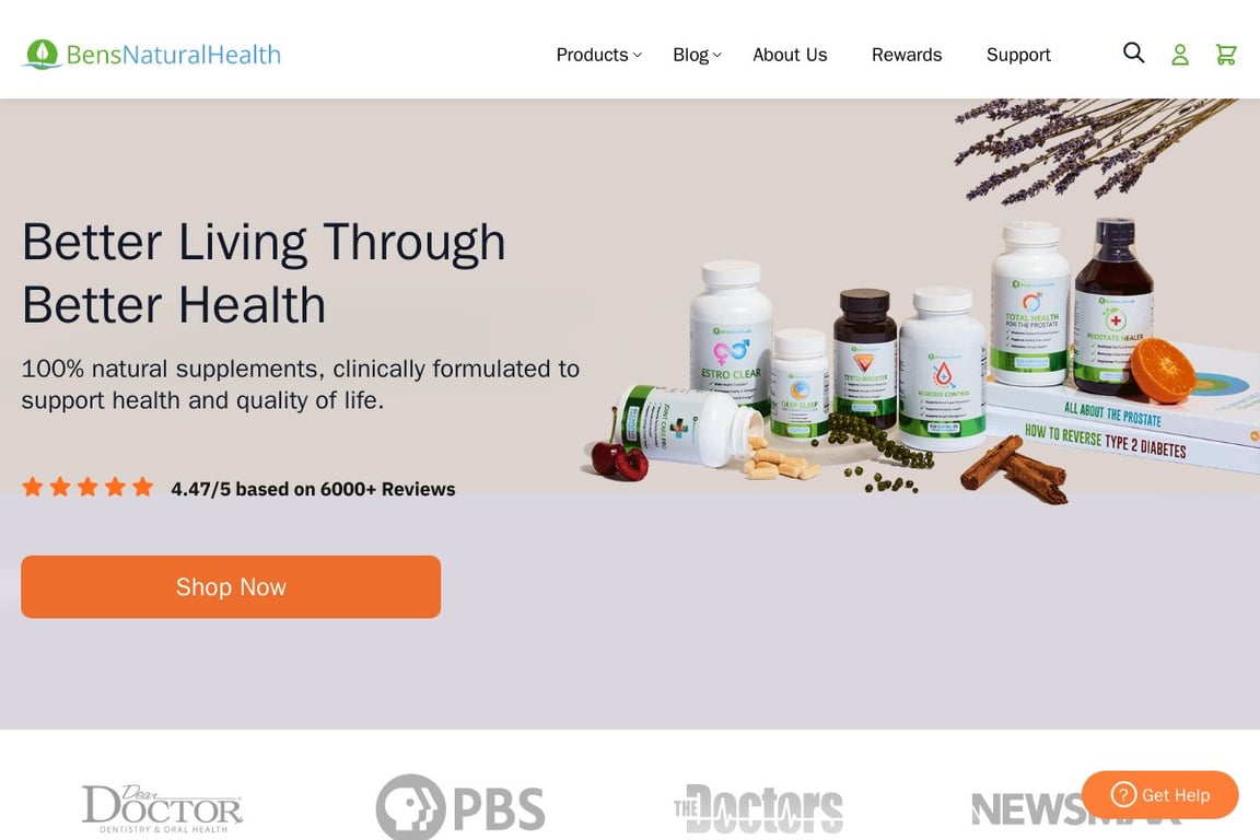 BensNaturalHealth (US) homepage