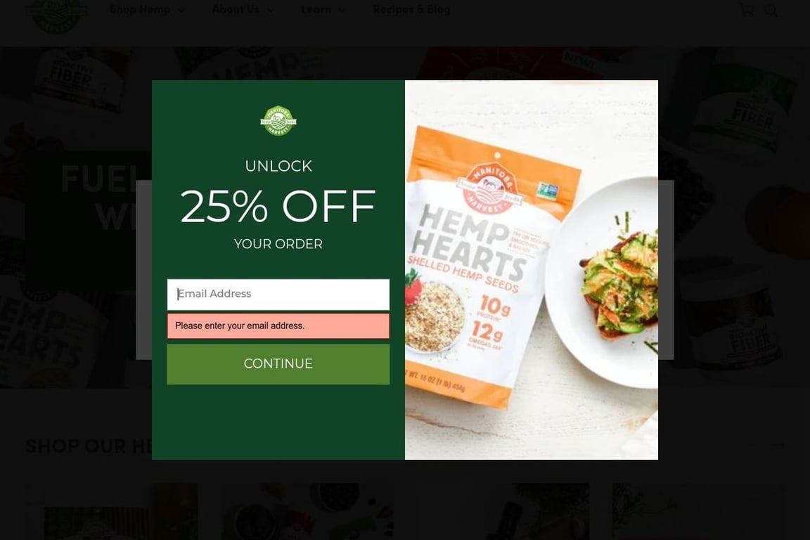 Manitoba Harvest CBD homepage