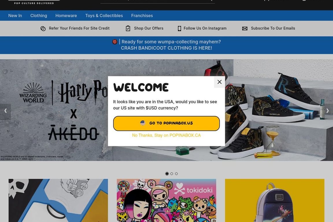 Pop in a Box CA homepage