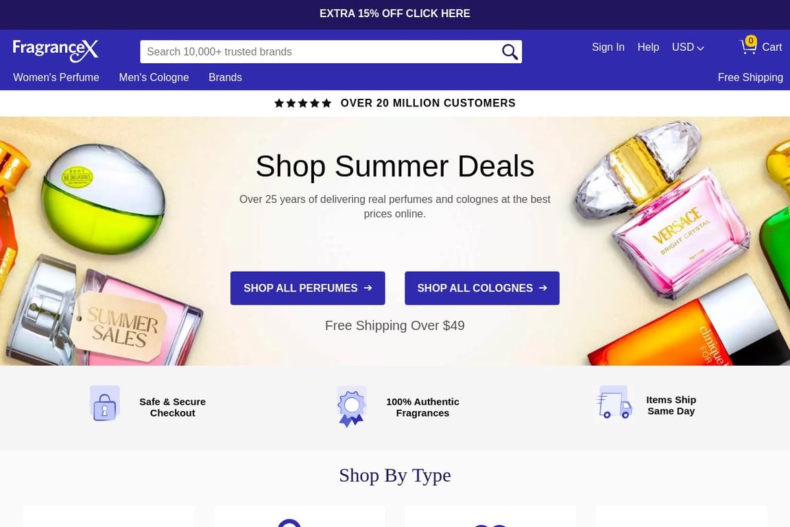 FragranceX homepage