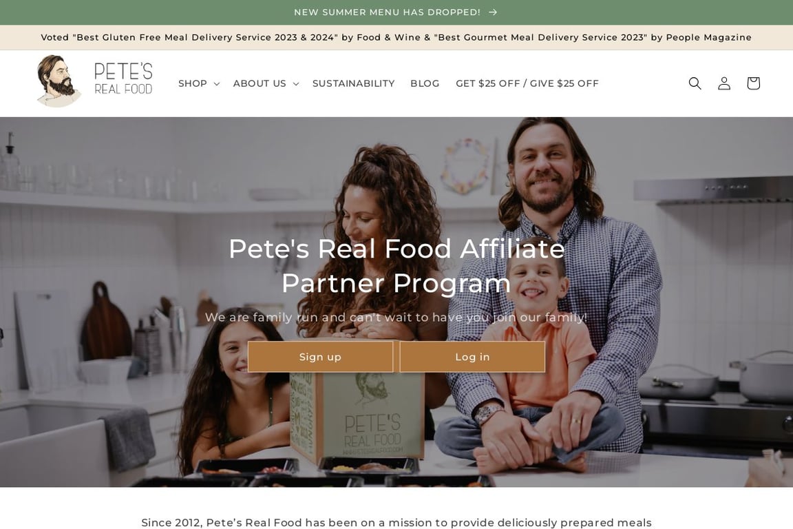 Pete’s Paleo affiliate program signup page