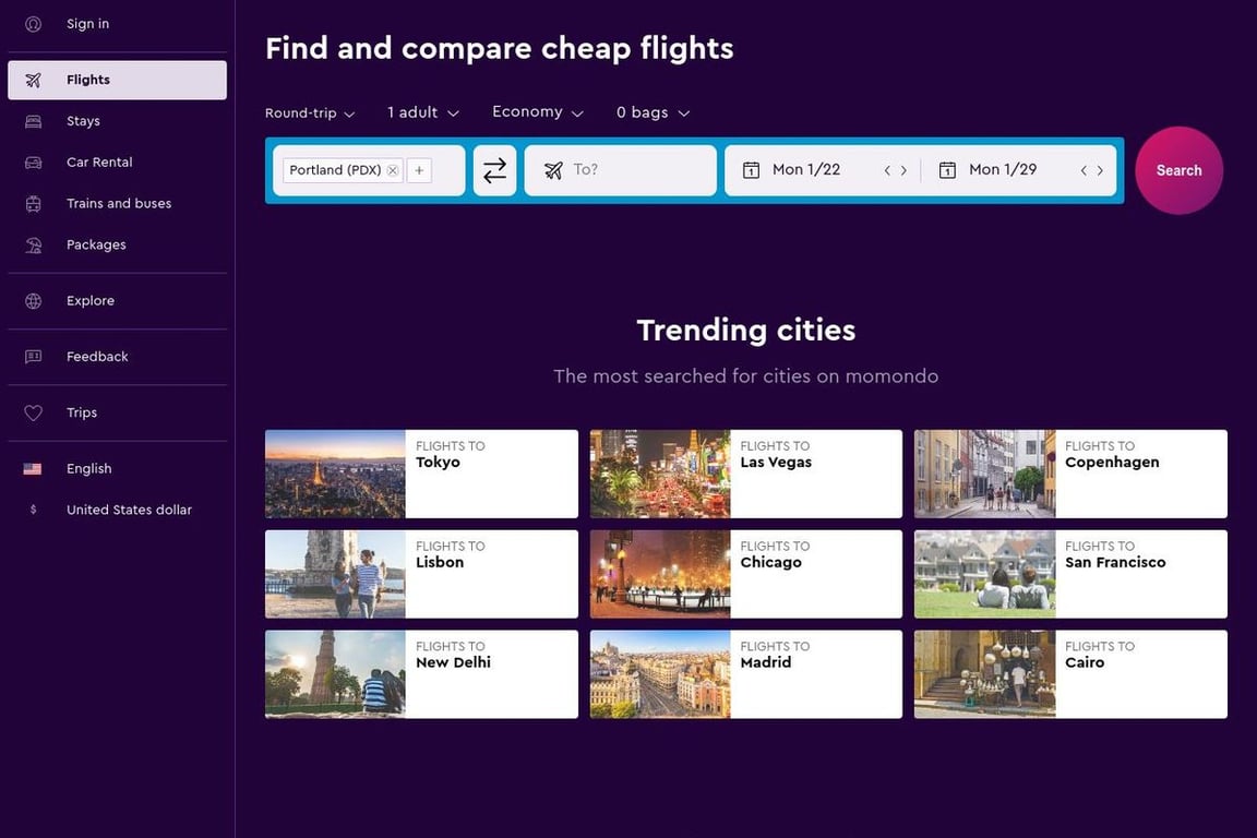 Cheap deals flights momondo