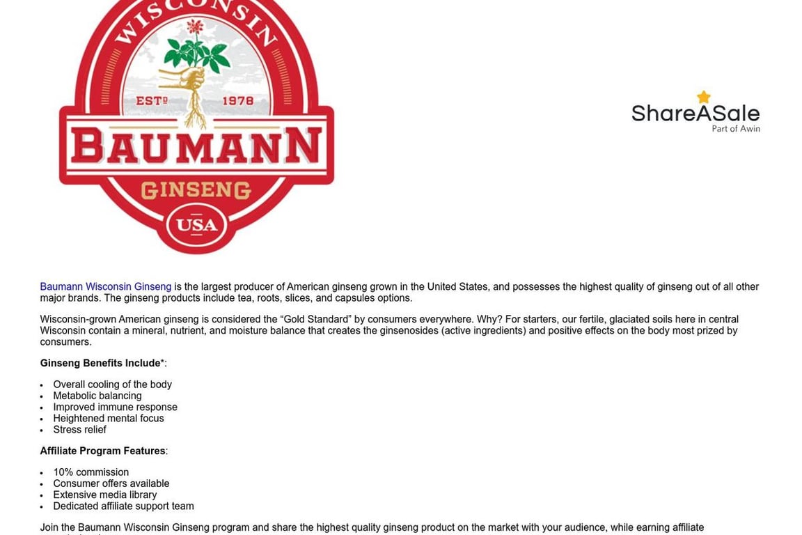 Baumann affiliate program signup page