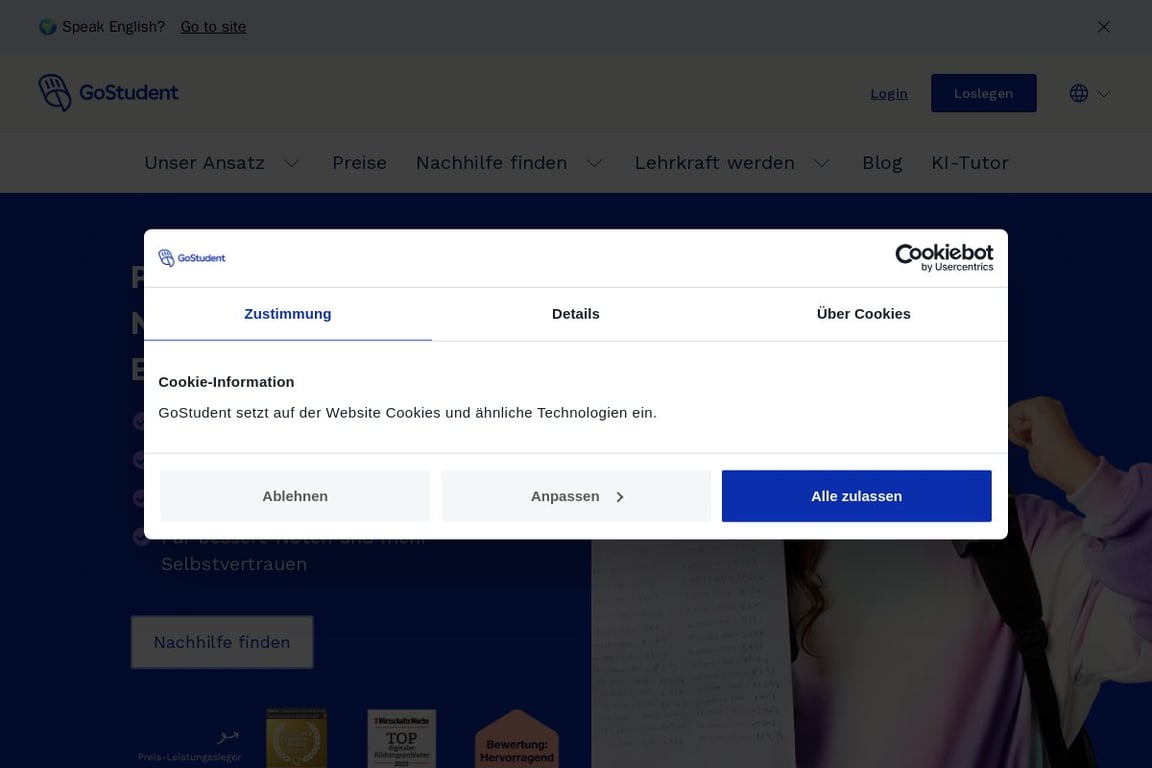 GoStudent homepage