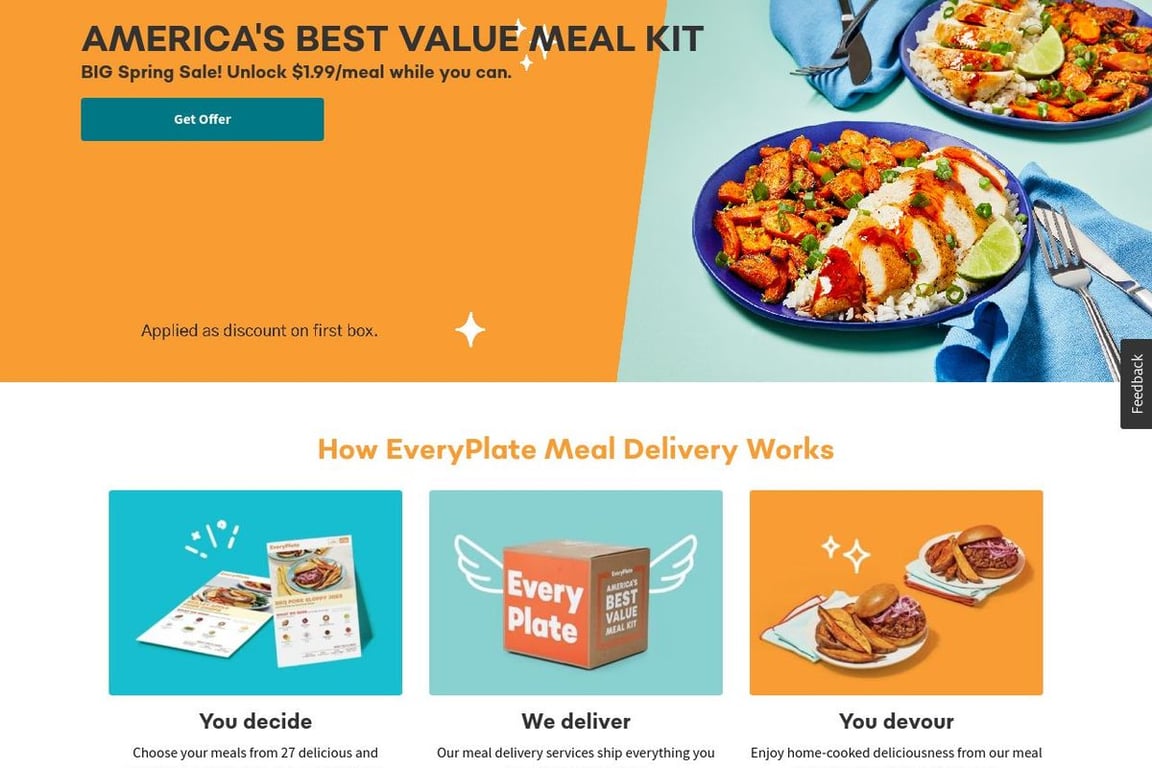 Everyplate homepage