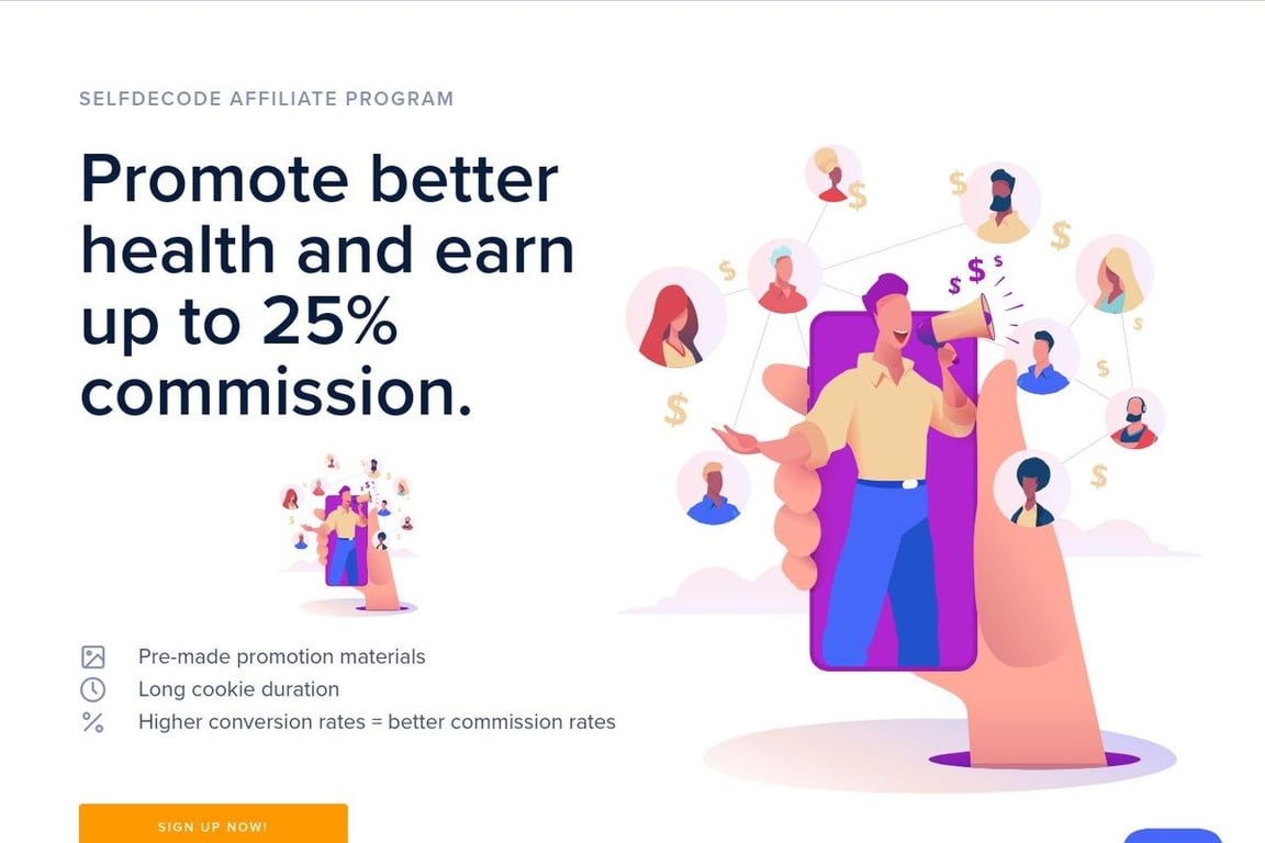 SelfDecode affiliate program signup page