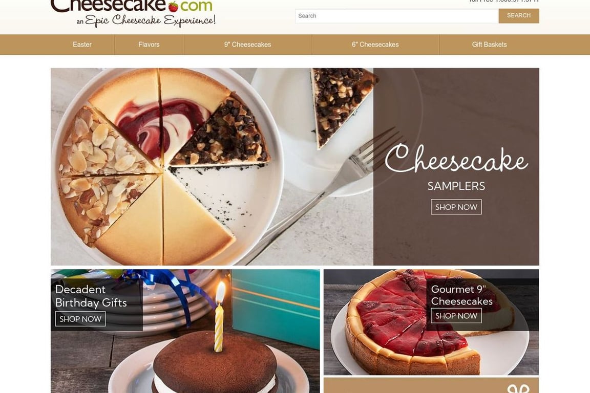 Cheesecake.com homepage