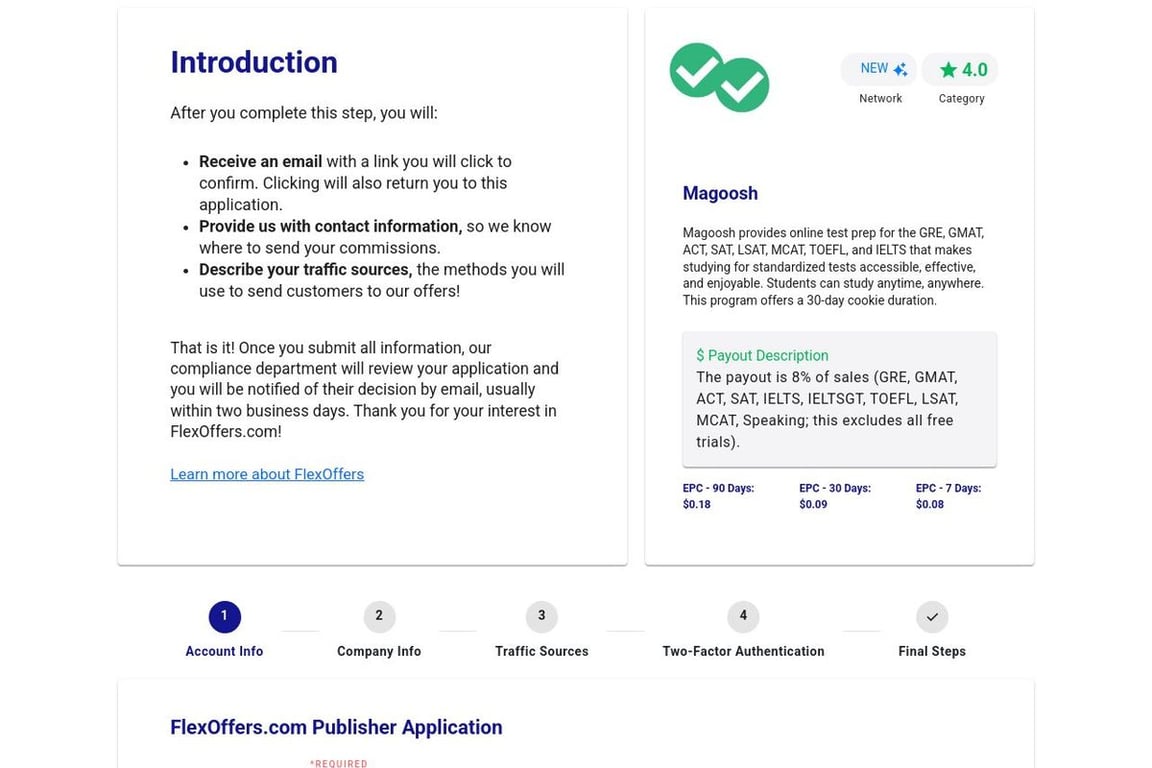 Magoosh affiliate program signup page