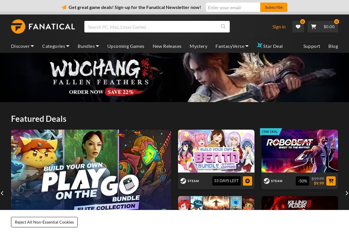 Fanatical homepage