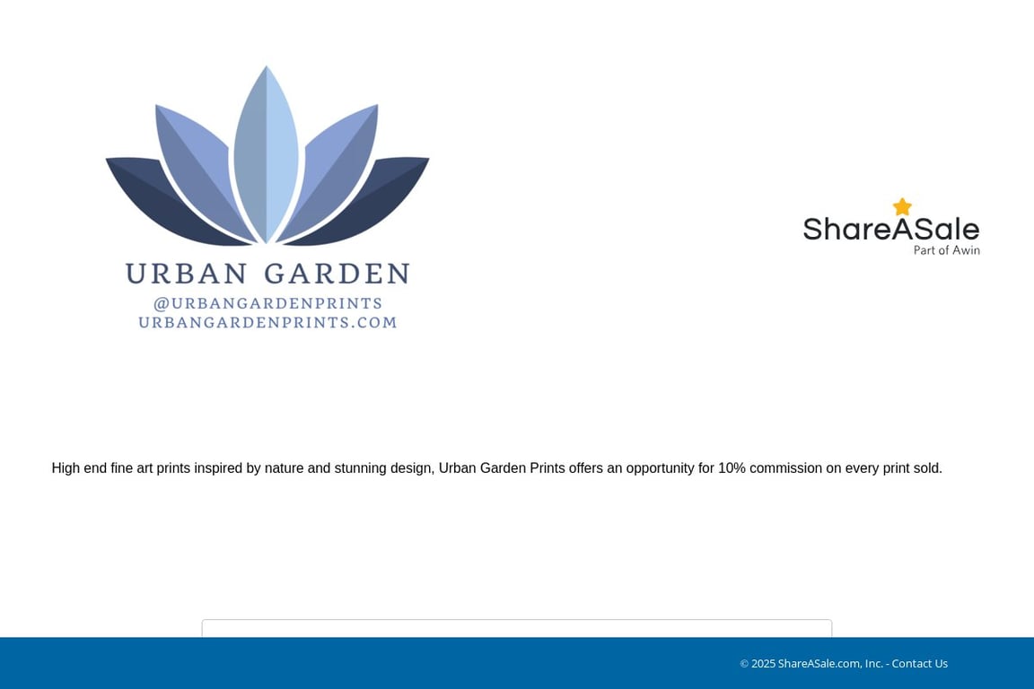 Urban Garden Prints affiliate program signup page