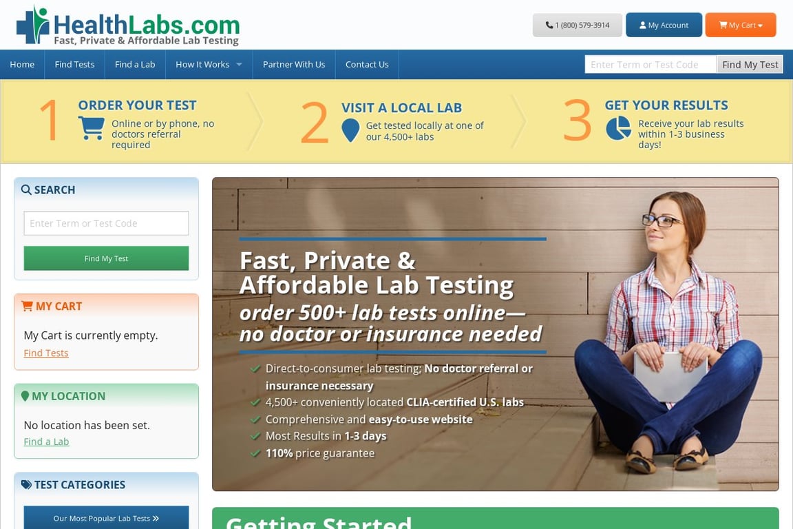 HealthLabs.com homepage