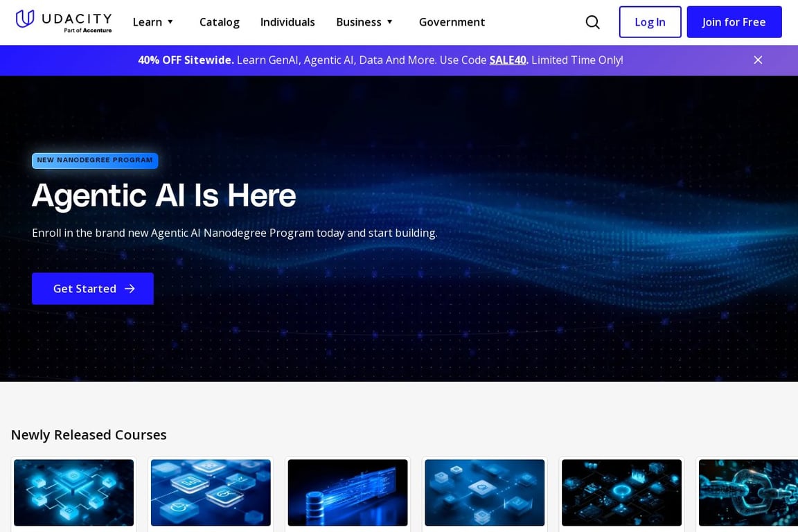 Udacity homepage
