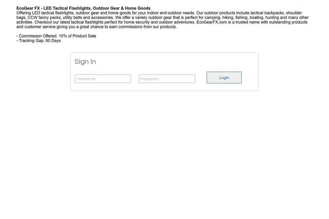 EcoGear FX affiliate program signup page