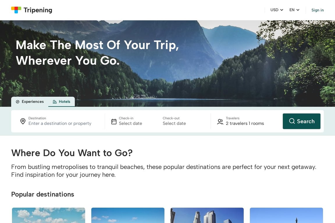 Tripening Inc homepage
