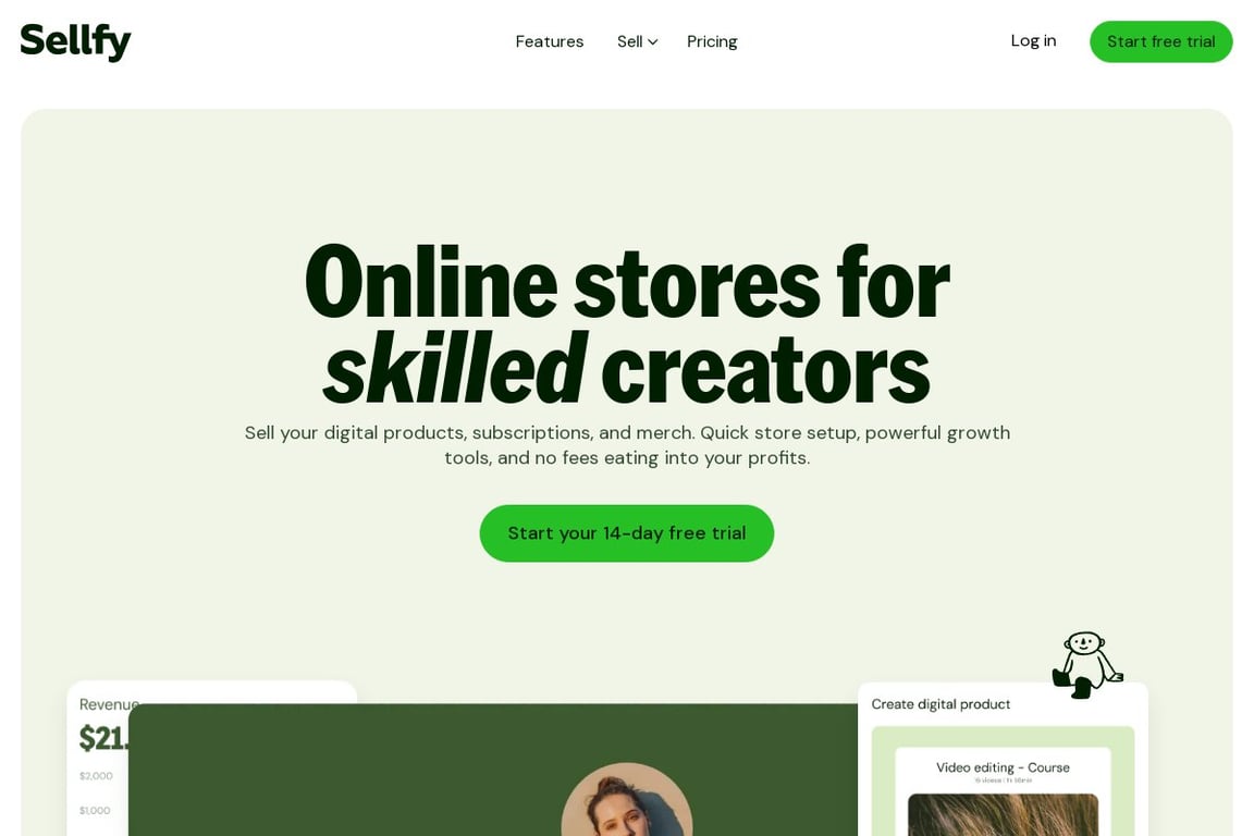 Sellfy homepage