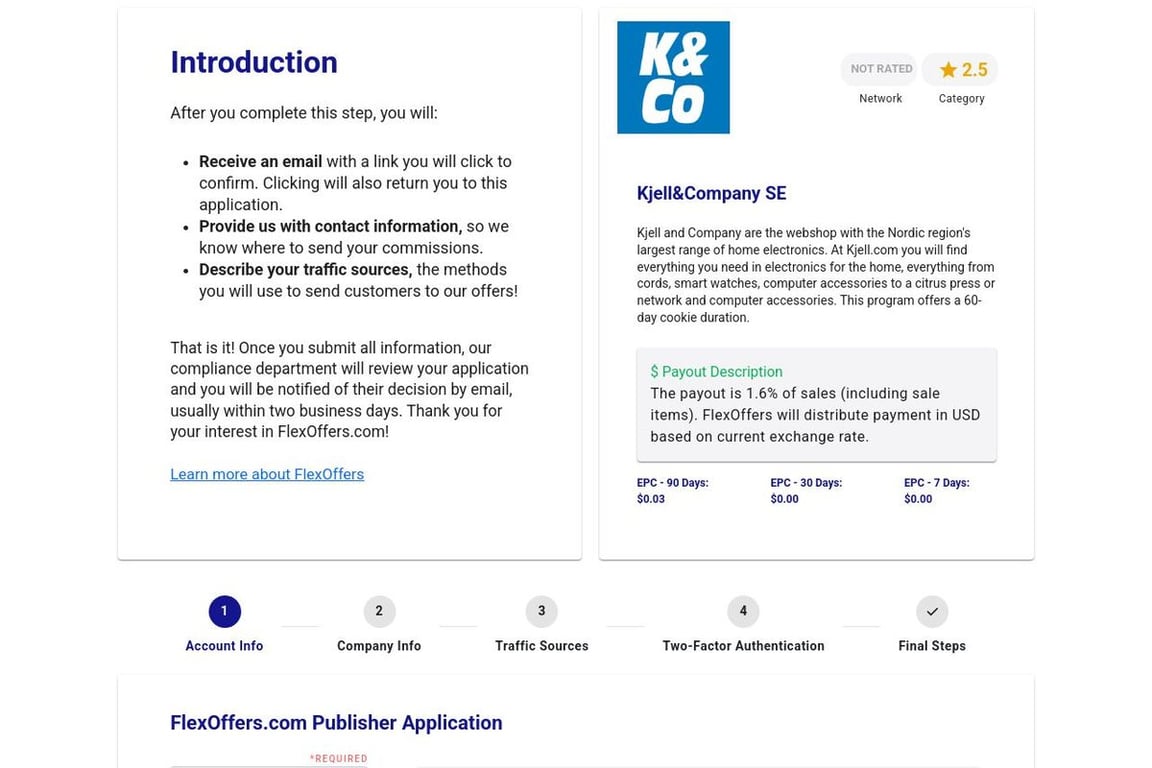 Kjell&Company SE affiliate program signup page