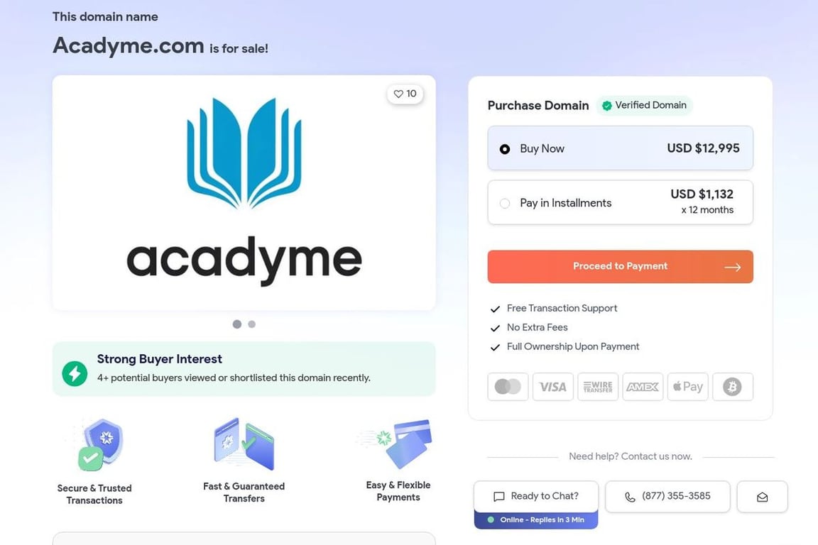Acadyme AB homepage