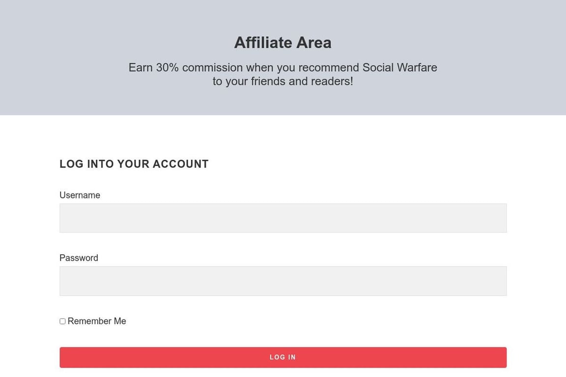 Social Warfare affiliate program signup page