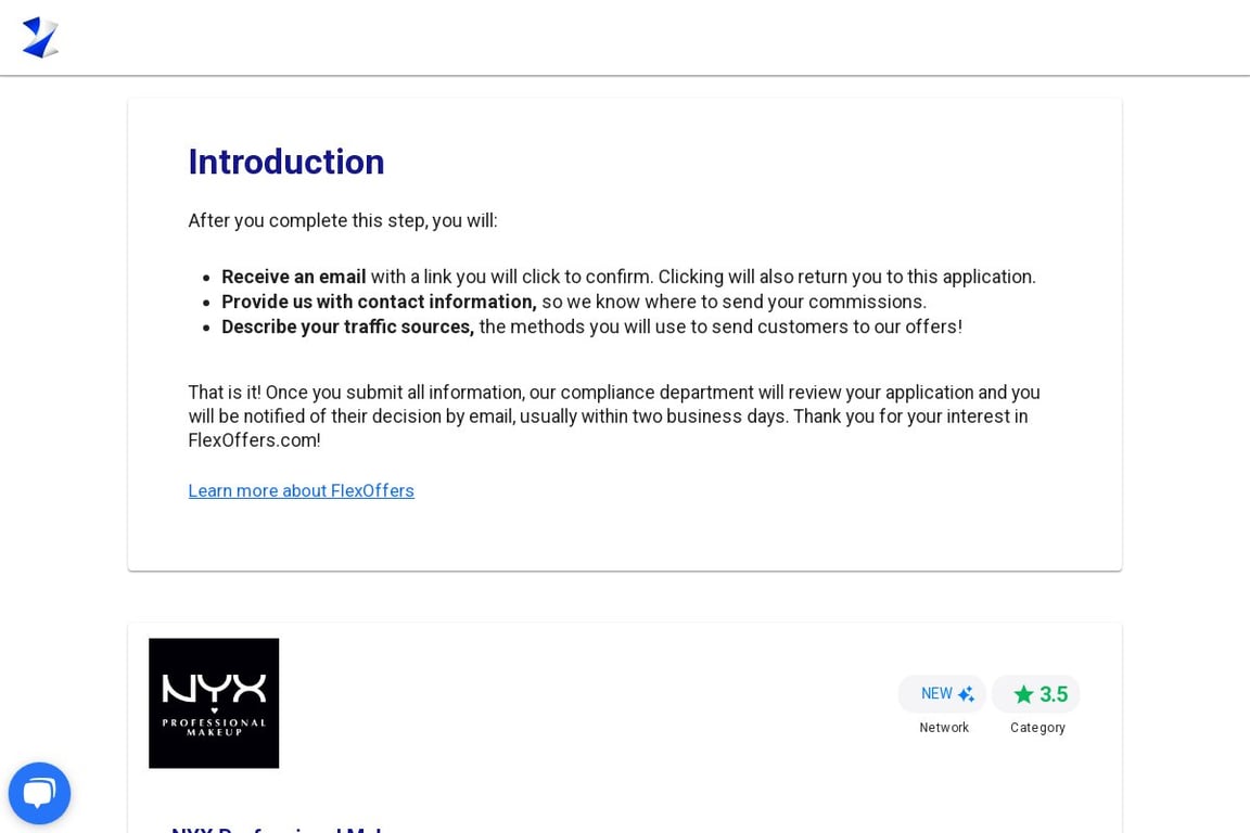 NYX Professional Makeup affiliate program signup page
