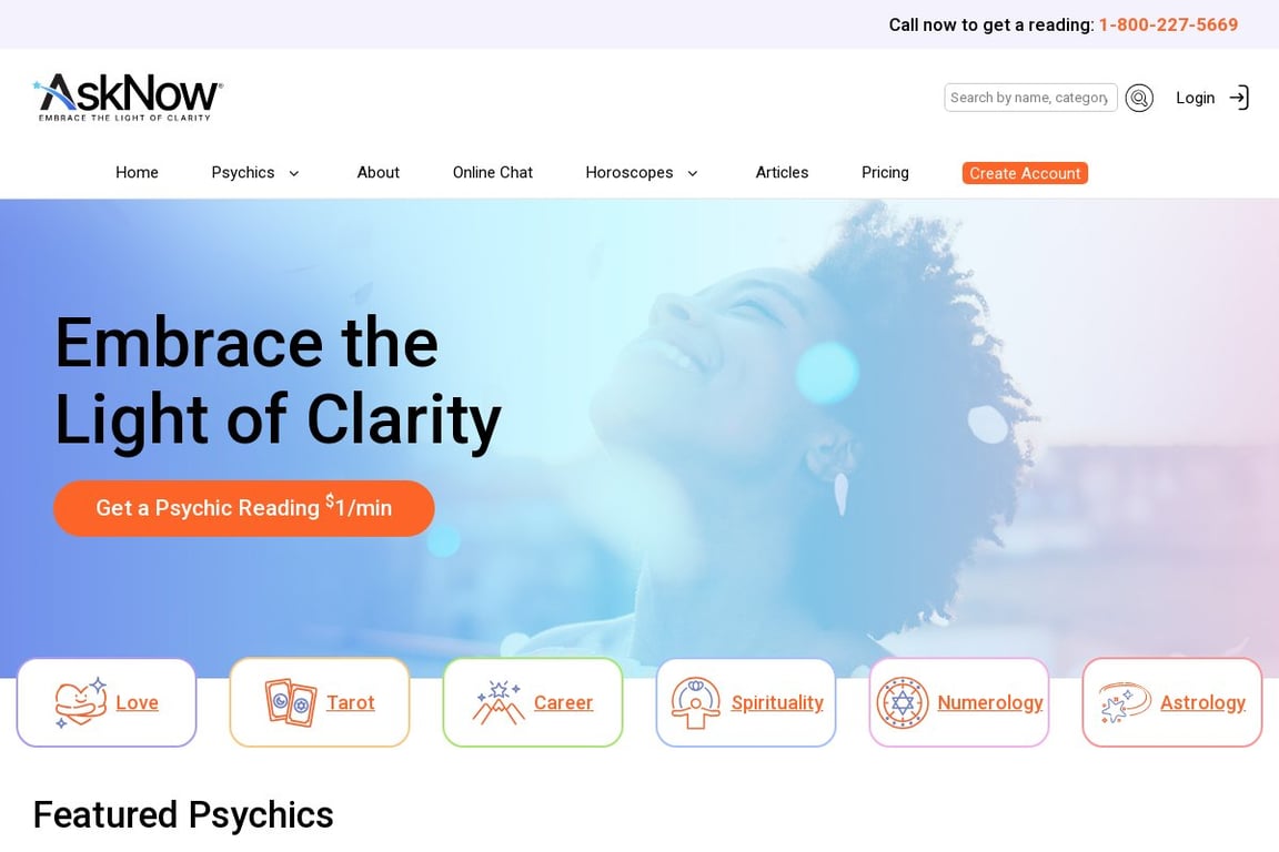 Ask Now homepage