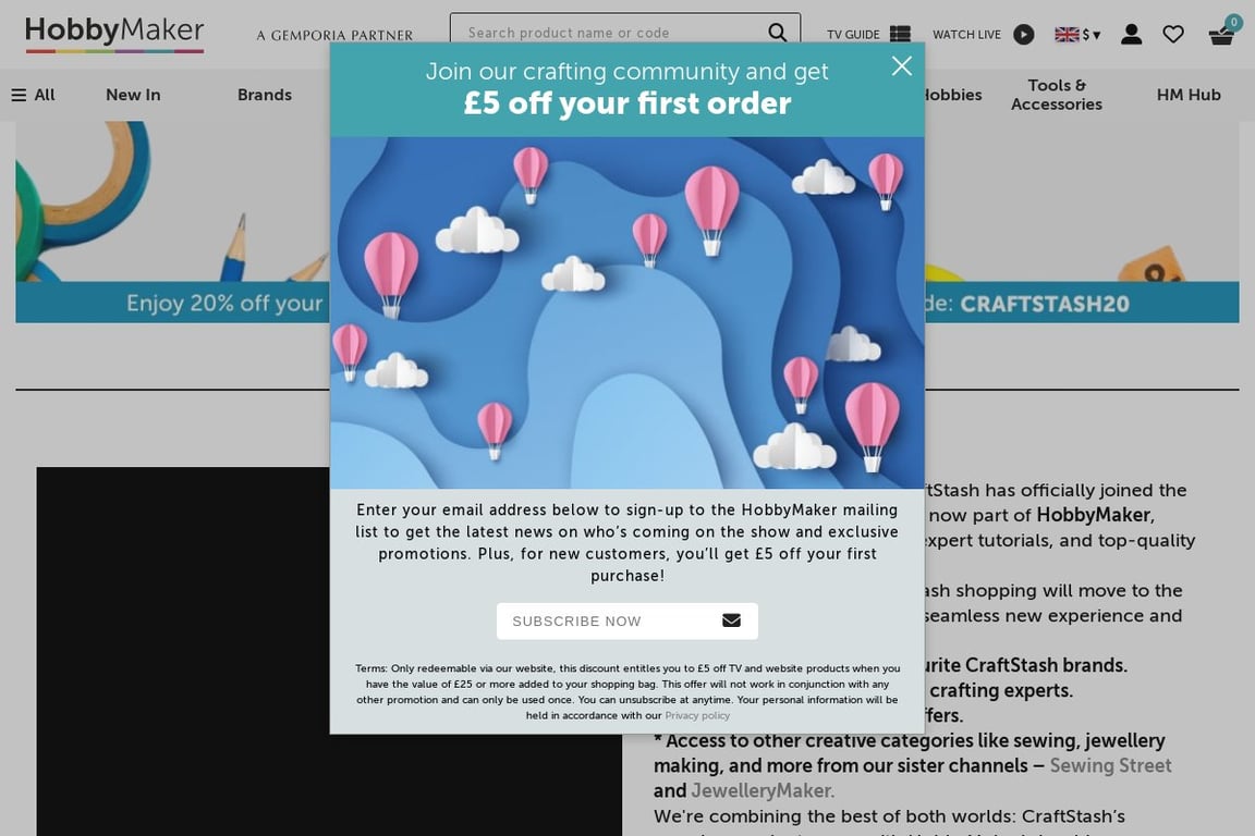 CraftStash US homepage