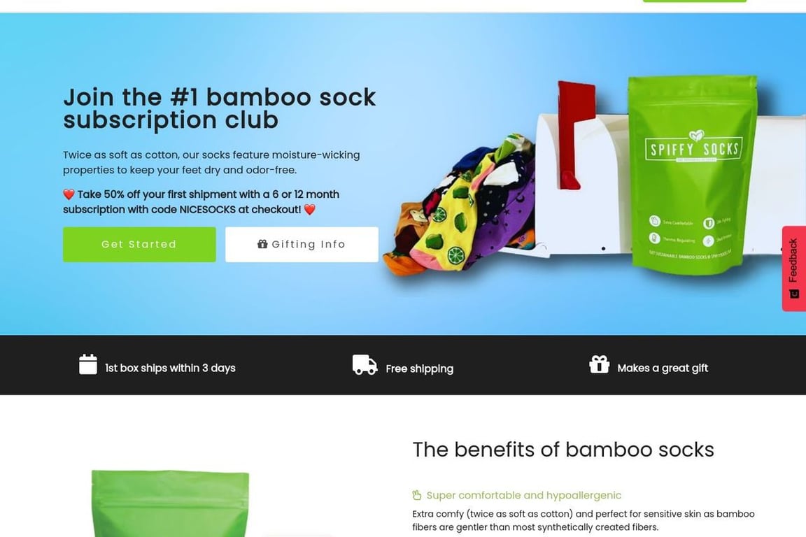 Spiffy Socks homepage