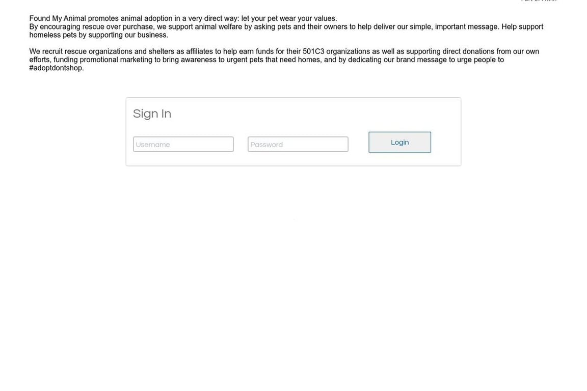 Found My Animal affiliate program signup page