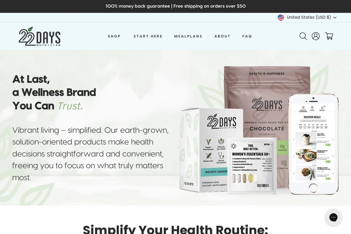 22 Days Nutrition homepage