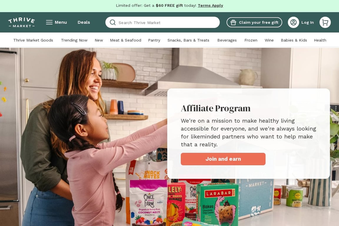 Thrive Market affiliate program signup page