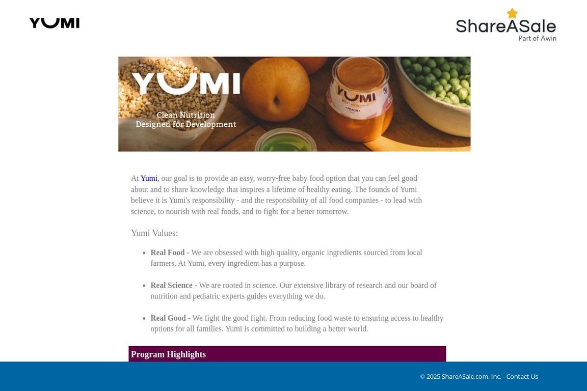 Yumi affiliate program signup page