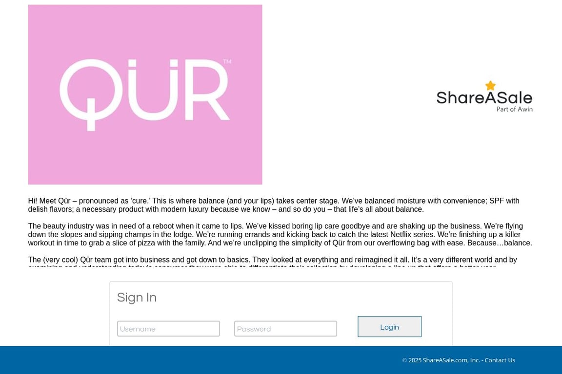 Qur affiliate program signup page