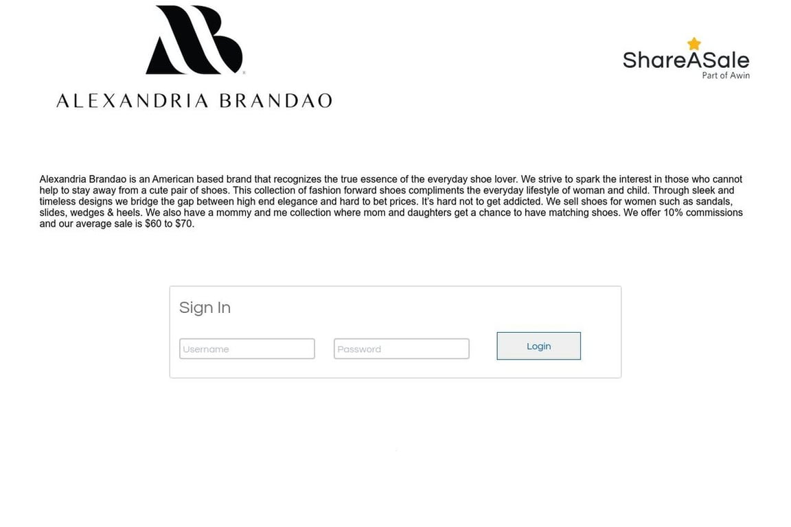 Alexandria Brandao affiliate program signup page