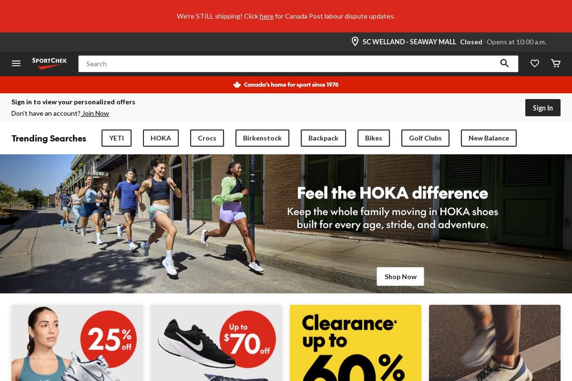 SportChek homepage