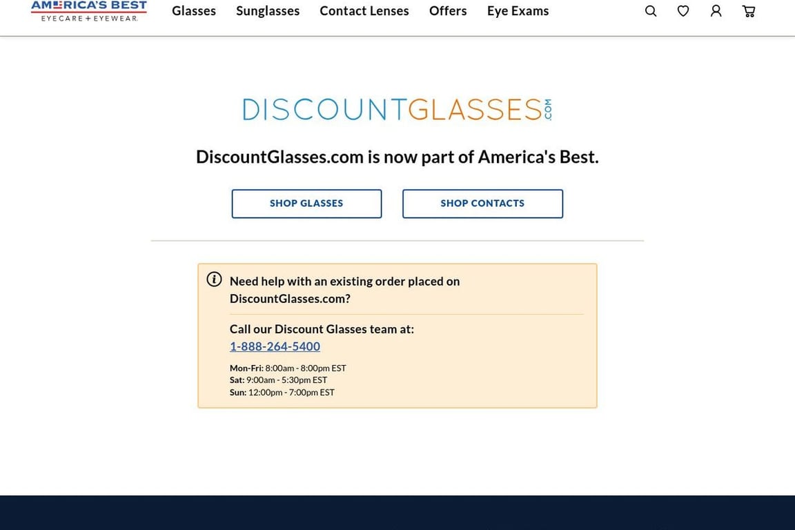 DiscountGlasses.com homepage