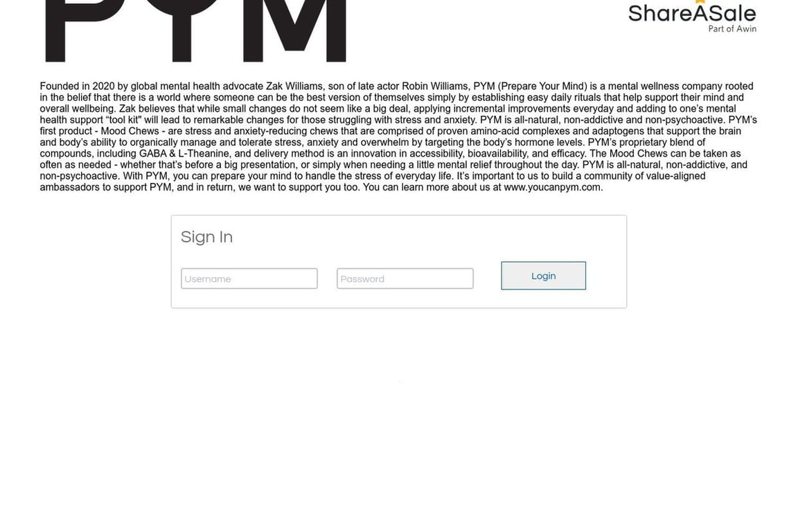 PYM affiliate program signup page