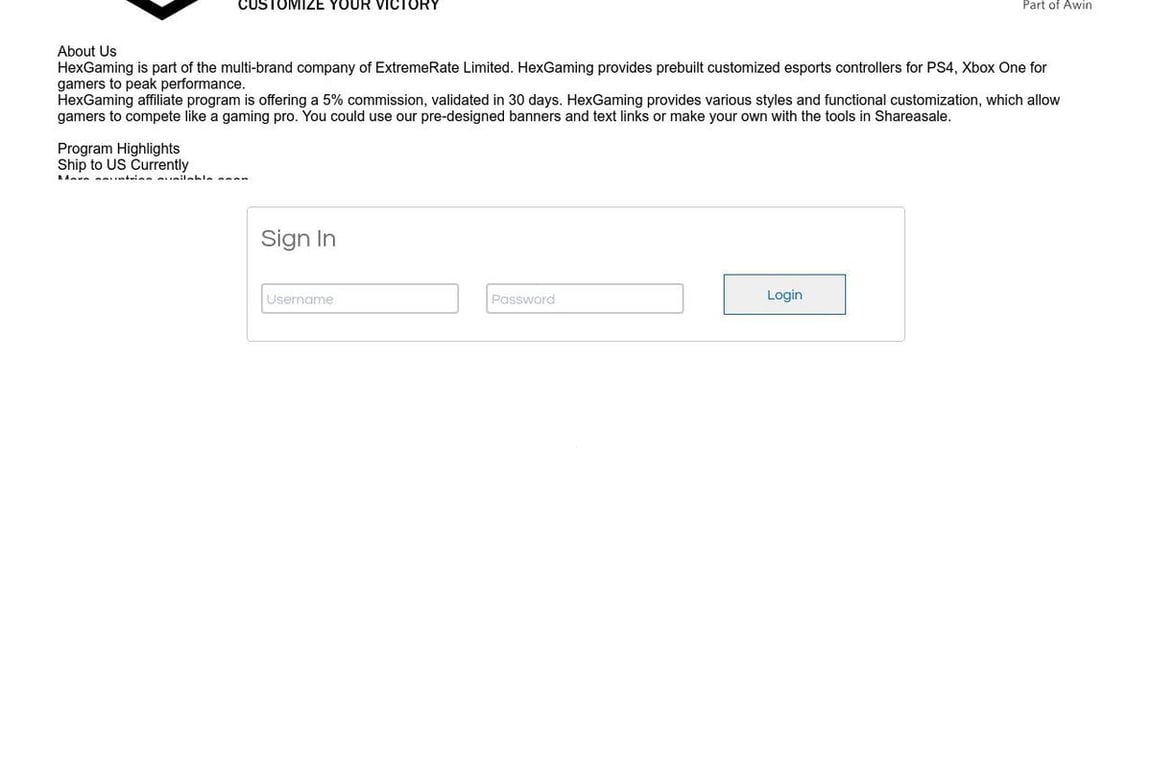 HEXGAMING affiliate program signup page