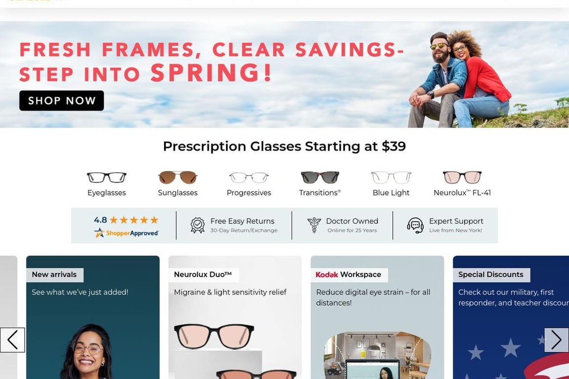 39dollarglasses.com homepage